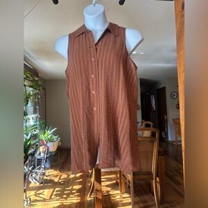 The Limited 100% Silk Women’s Brown Sleeveless Button-Up Blouse Size L